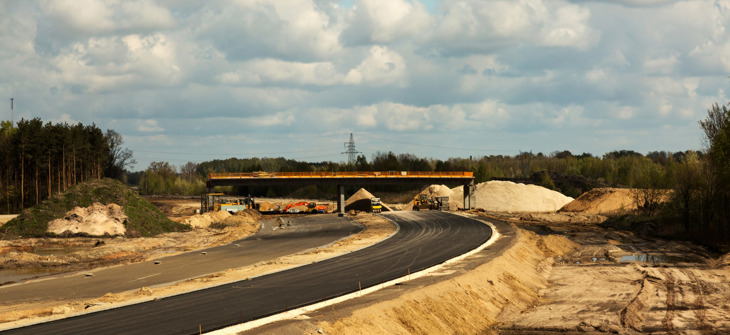 A roadway under construction.