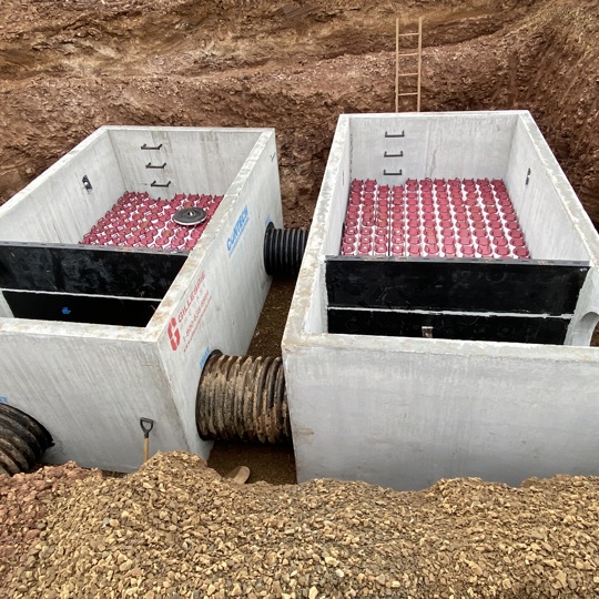 Installation of a Contech Jellyfish Stormwater Treatment System. 