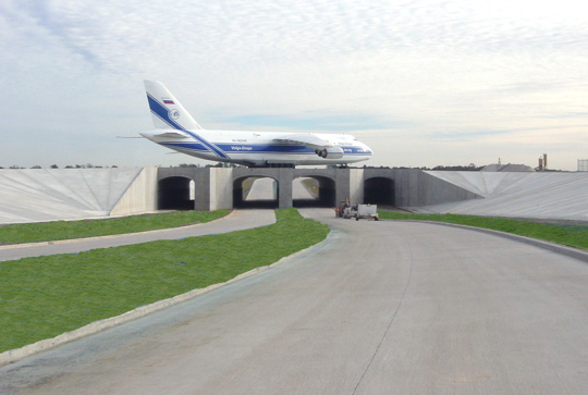 An airport bridge made from the CON/SPAN precast modular bridge system.